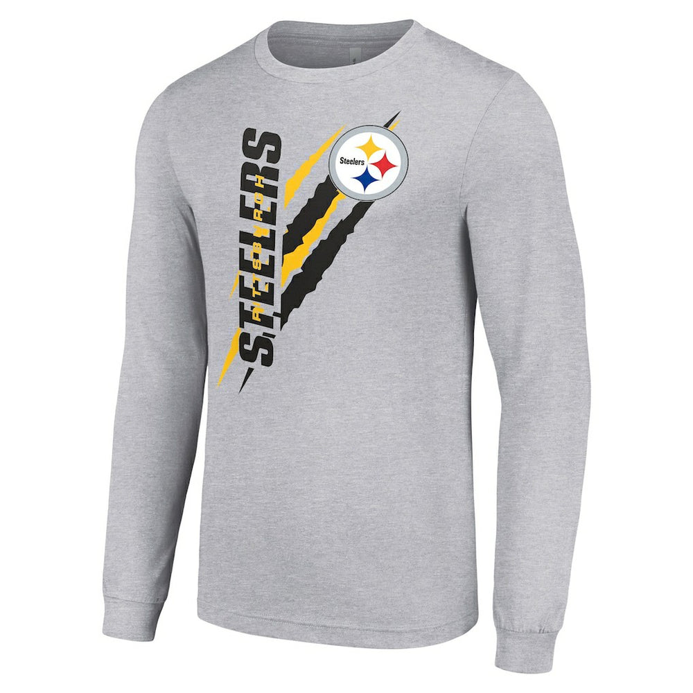 Pittsburgh Steelers Starter Color Scratch Long Sleeve T-Shirt Heather Gray - NFL