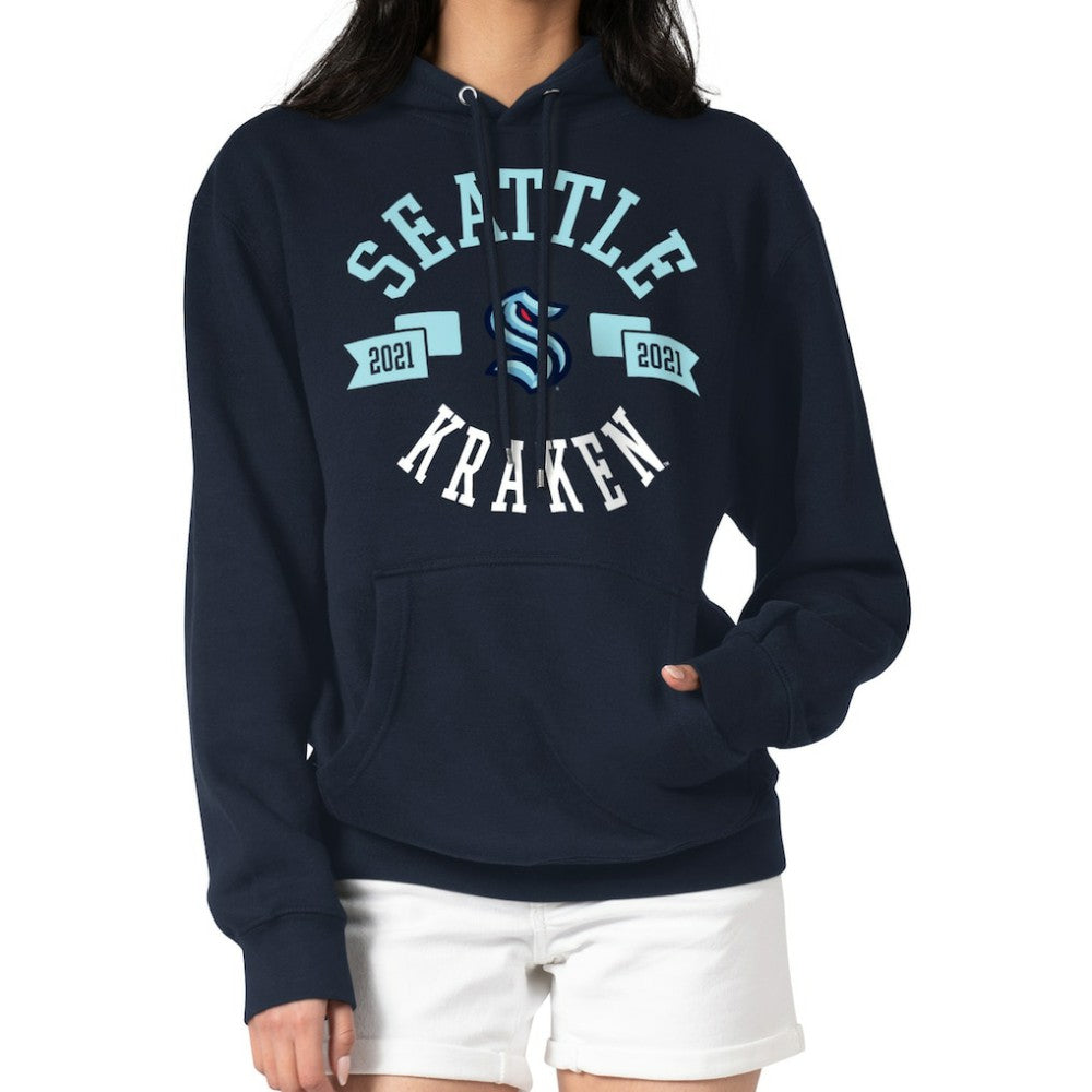 Seattle Kraken G-III 4Her by Carl Banks Women's City Graphic Fleece Pullover Hoodie Navy