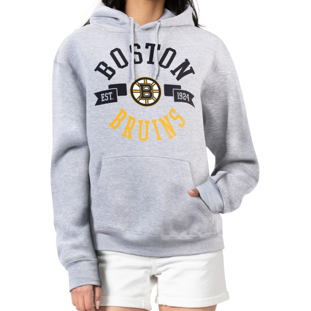 Boston Bruins G-III 4Her by Carl Banks Women's City Graphic Fleece Pullover Hoodie Heather Gray