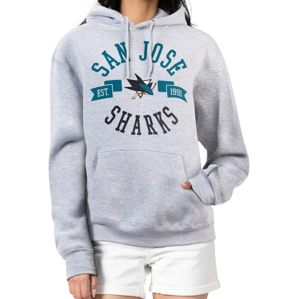 San Jose Sharks - G-III 4Her by Carl Banks Women's City Graphic Fleece Pullover Hoodie Heather Gray