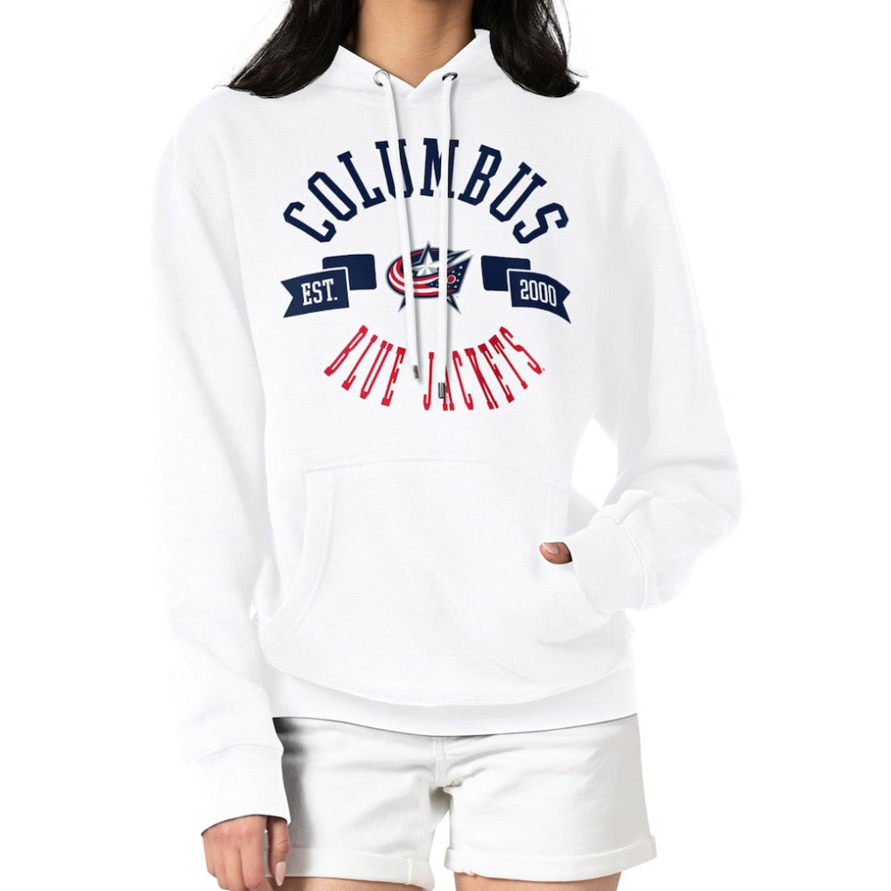 Columbus Blue Jackets - G-III 4Her by Carl Banks Women's City Graphic Fleece Pullover Hoodie White