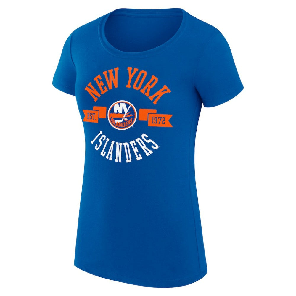 New York Islanders - G-III 4Her by Carl Banks Women's Super-Slim Fit Lightweight City Graphic Sport Crewneck T-Shirt Royal