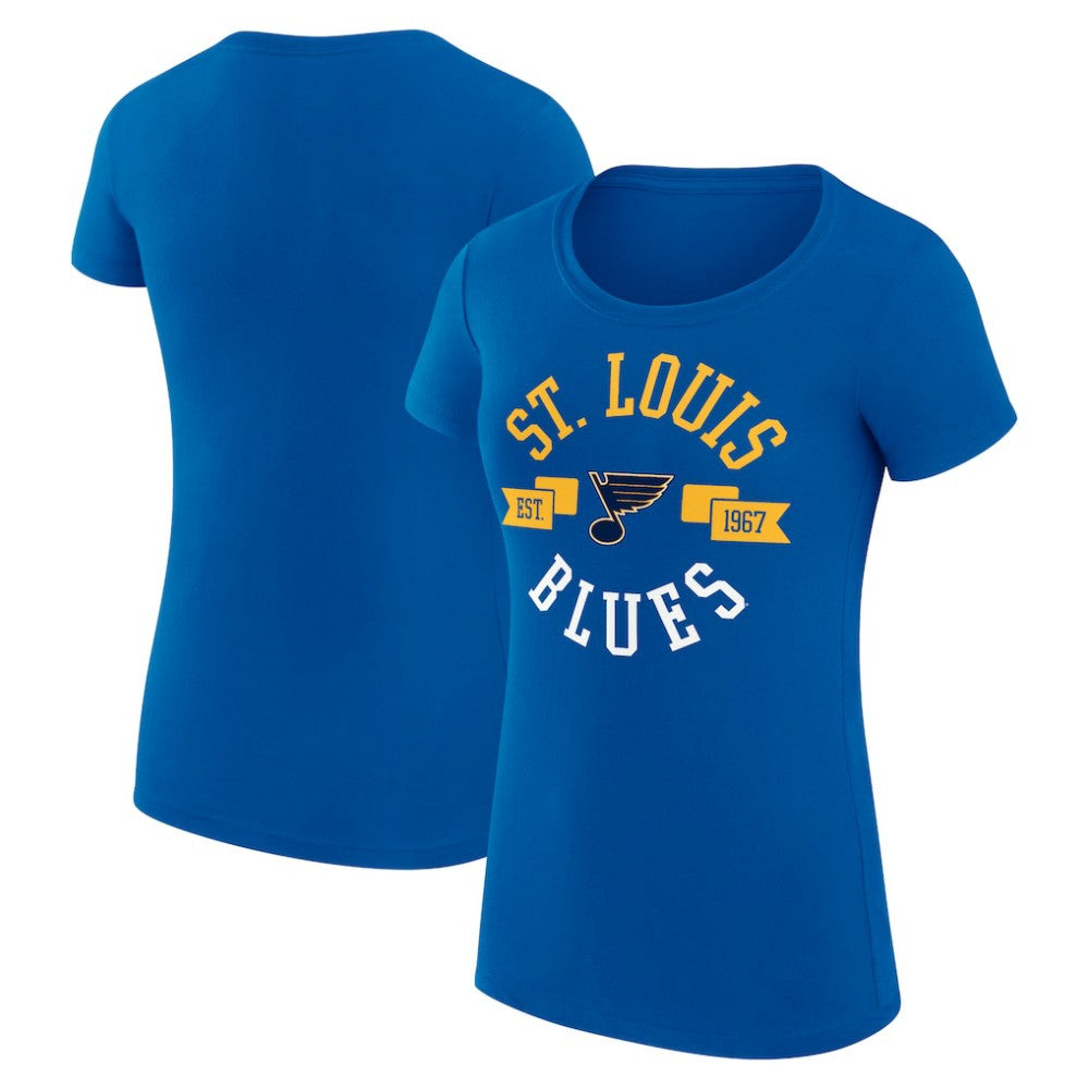 St. Louis Blues - G-III 4Her by Carl Banks Women's Super-Slim Fit Lightweight City Graphic Sport Crewneck T-Shirt Royal