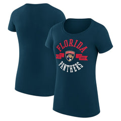 Florida Panthers - G-III 4Her by Carl Banks Women's Super-Slim Fit Lightweight City Graphic Sport Crewneck T-Shirt Navy