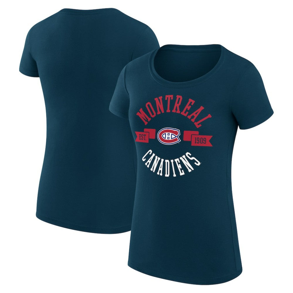 Montreal Canadiens - G-III 4Her by Carl Banks Women's Super-Slim Fit Lightweight City Graphic Sport Crewneck T-Shirt Navy