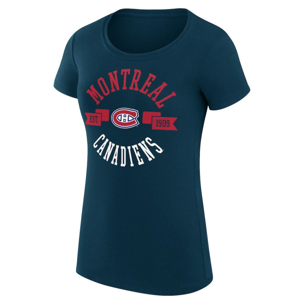 Montreal Canadiens - G-III 4Her by Carl Banks Women's Super-Slim Fit Lightweight City Graphic Sport Crewneck T-Shirt Navy
