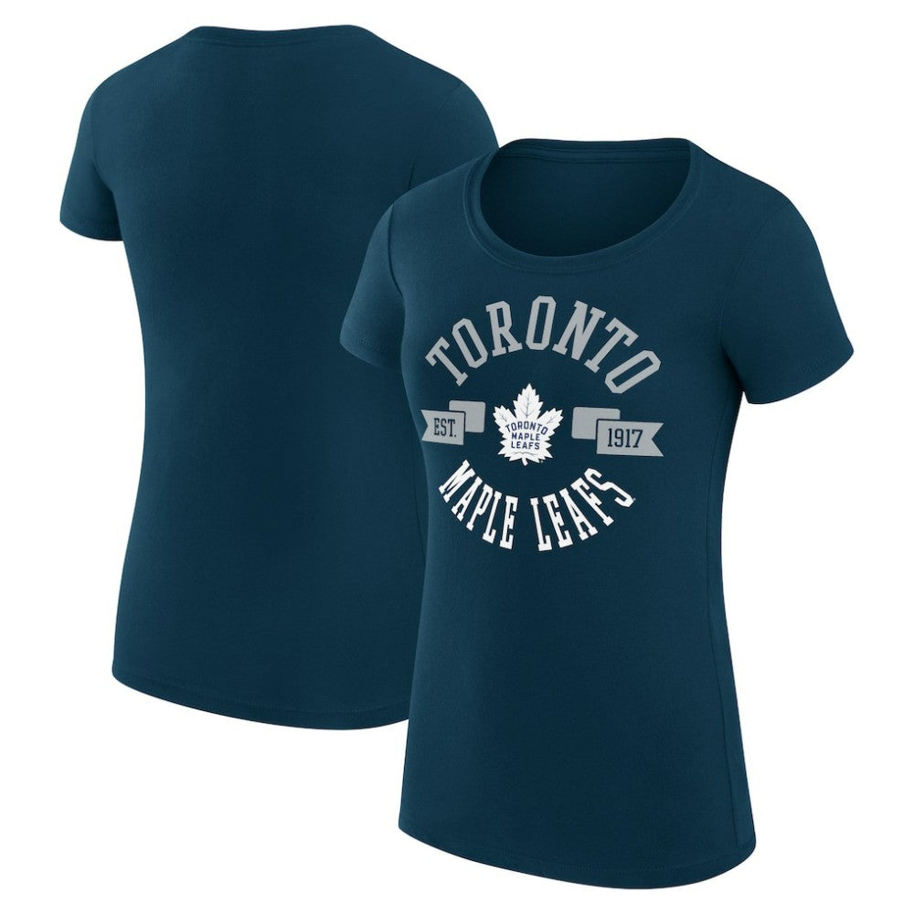 Toronto Maple Leafs - G-III 4Her by Carl Banks Women's Super-Slim Fit Lightweight City Graphic Sport Crewneck T-Shirt Navy