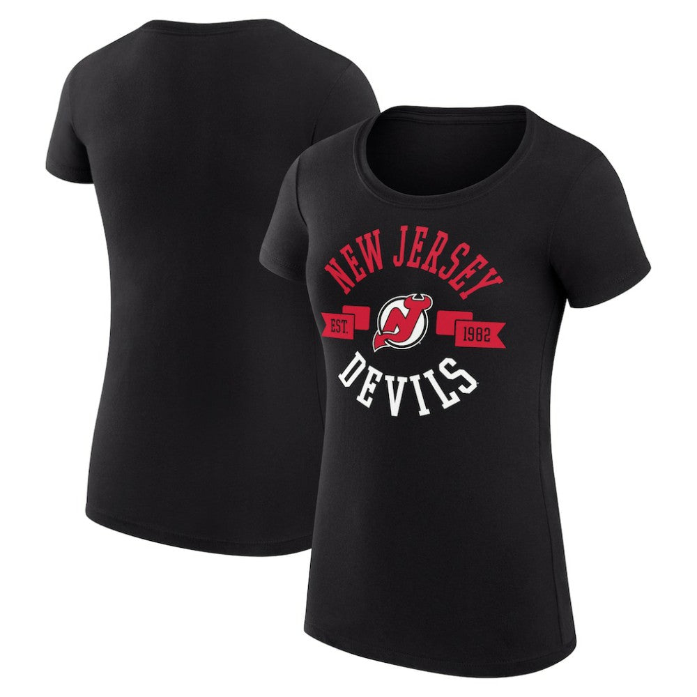 New Jersey Devils - G-III 4Her by Carl Banks Women's Super-Slim Fit Lightweight City Graphic Sport Crewneck T-Shirt Black