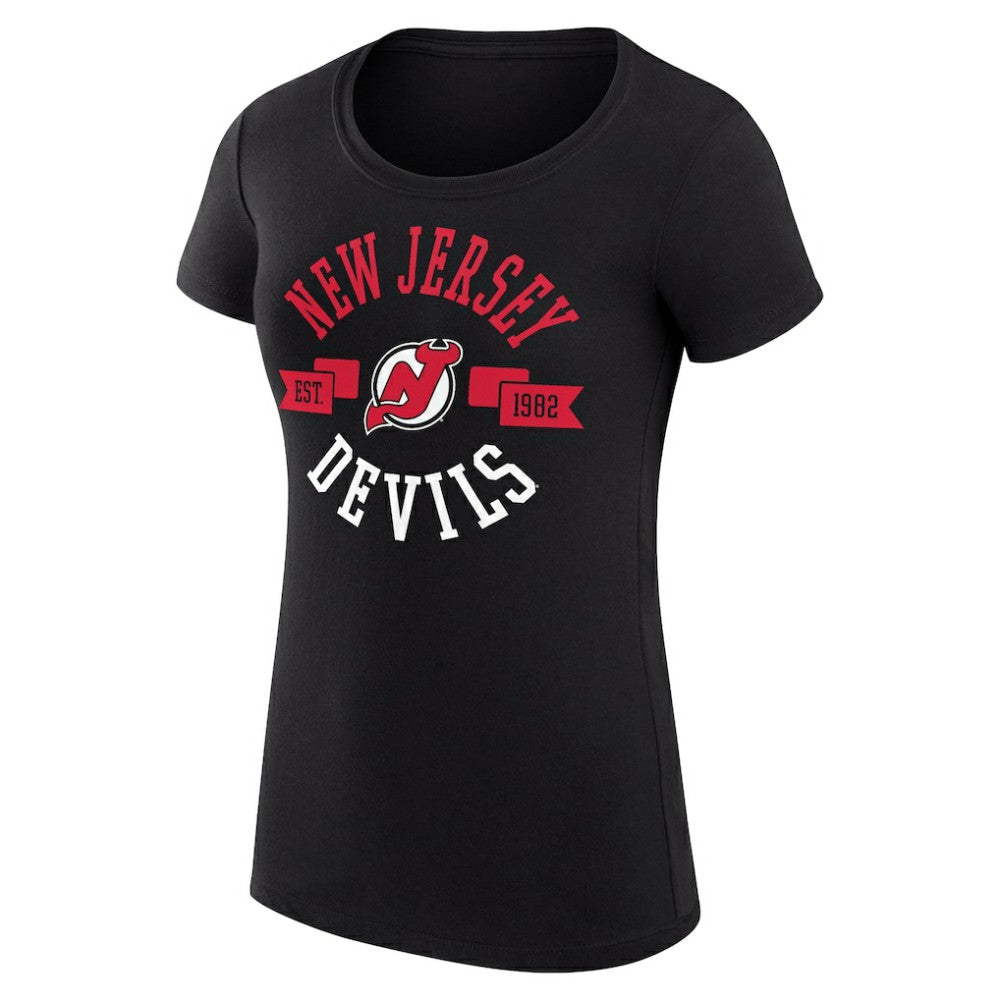 New Jersey Devils - G-III 4Her by Carl Banks Women's Super-Slim Fit Lightweight City Graphic Sport Crewneck T-Shirt Black
