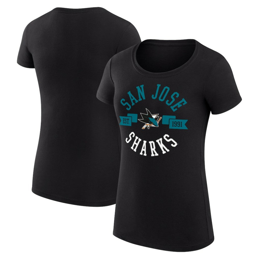 San Jose Sharks - G-III 4Her by Carl Banks Women's Super-Slim Fit Lightweight City Graphic Sport Crewneck T-Shirt Black