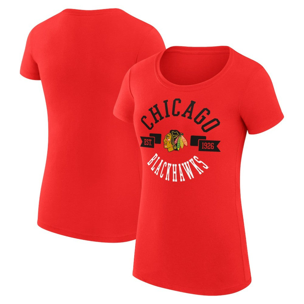 Chicago Blackhawks G-III 4Her by Carl Banks Women's Super-Slim Fit Lightweight City Graphic Sport Crewneck T-Shirt Red