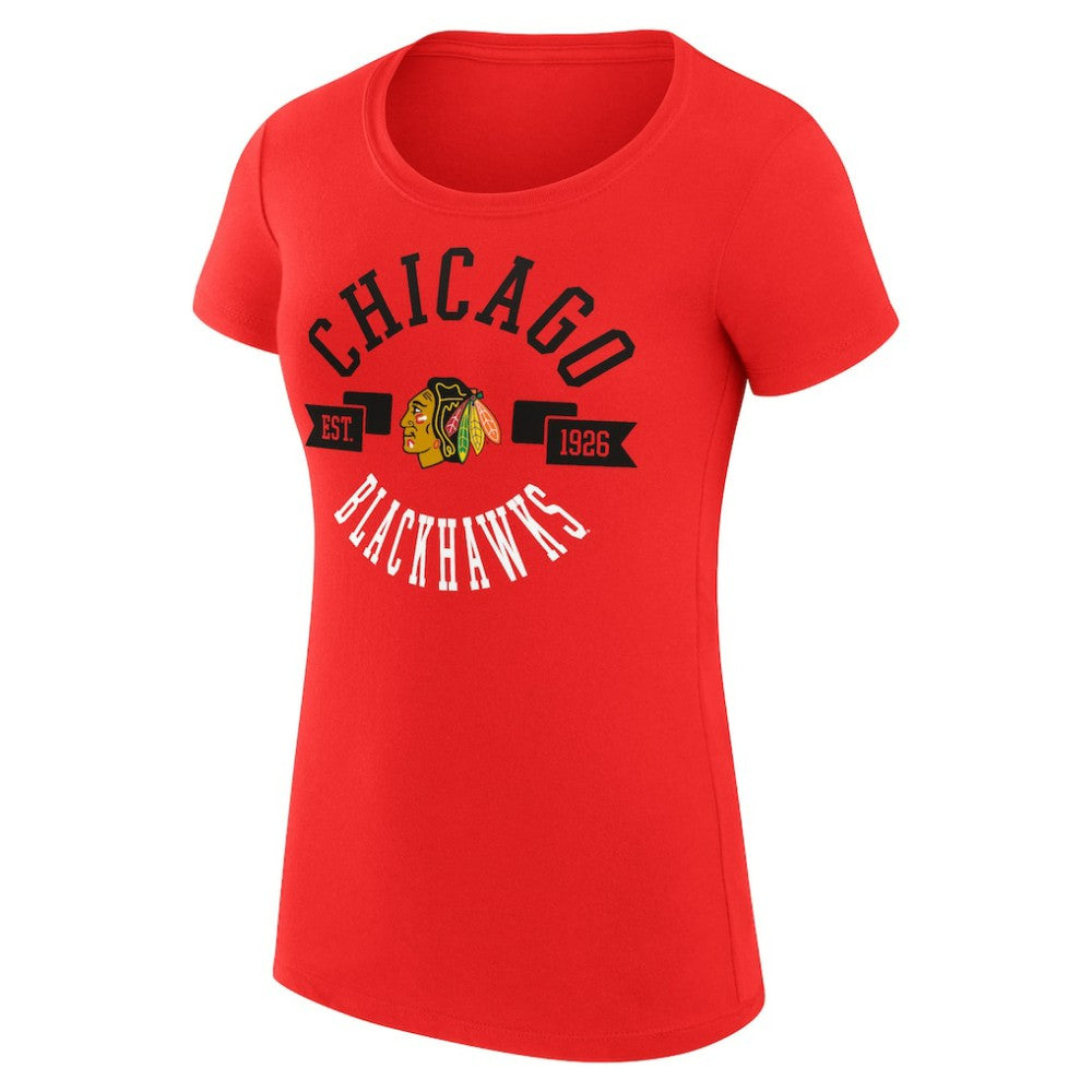 Chicago Blackhawks G-III 4Her by Carl Banks Women's Super-Slim Fit Lightweight City Graphic Sport Crewneck T-Shirt Red