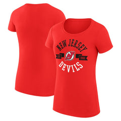 New Jersey Devils - G-III 4Her by Carl Banks Women's Super-Slim Fit Lightweight City Graphic Sport Crewneck T-Shirt Red
