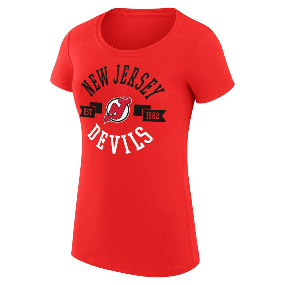 New Jersey Devils - G-III 4Her by Carl Banks Women's Super-Slim Fit Lightweight City Graphic Sport Crewneck T-Shirt Red