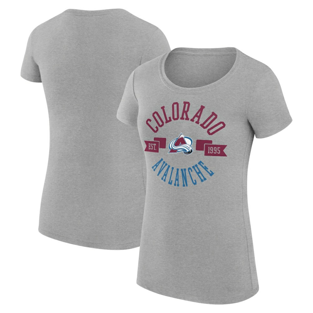 Colorado Avalanche - G-III 4Her by Carl Banks Women's Super-Slim Fit Lightweight City Graphic Sport Crewneck T-Shirt Heather Gray