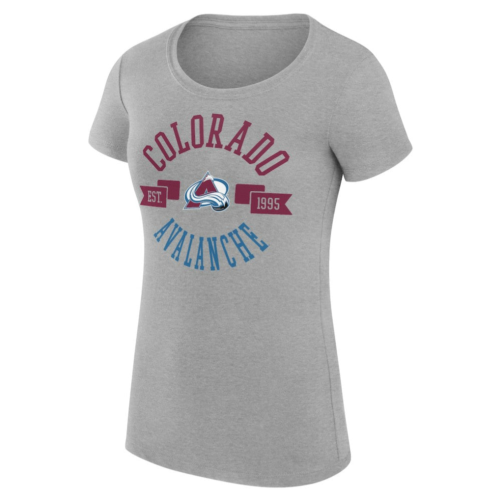 Colorado Avalanche - G-III 4Her by Carl Banks Women's Super-Slim Fit Lightweight City Graphic Sport Crewneck T-Shirt Heather Gray