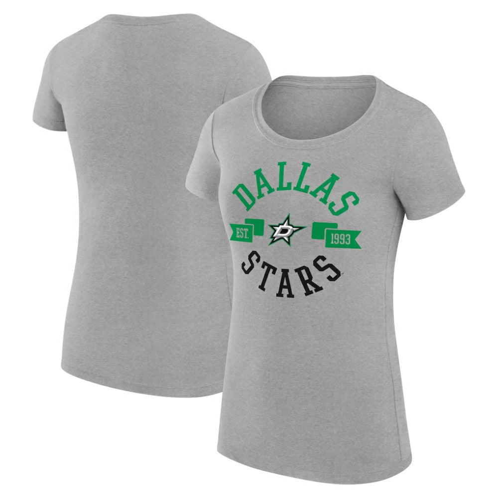 Dallas Stars - G-III 4Her by Carl Banks Women's Super-Slim Fit Lightweight City Graphic Sport Crewneck T-Shirt Heather Gray