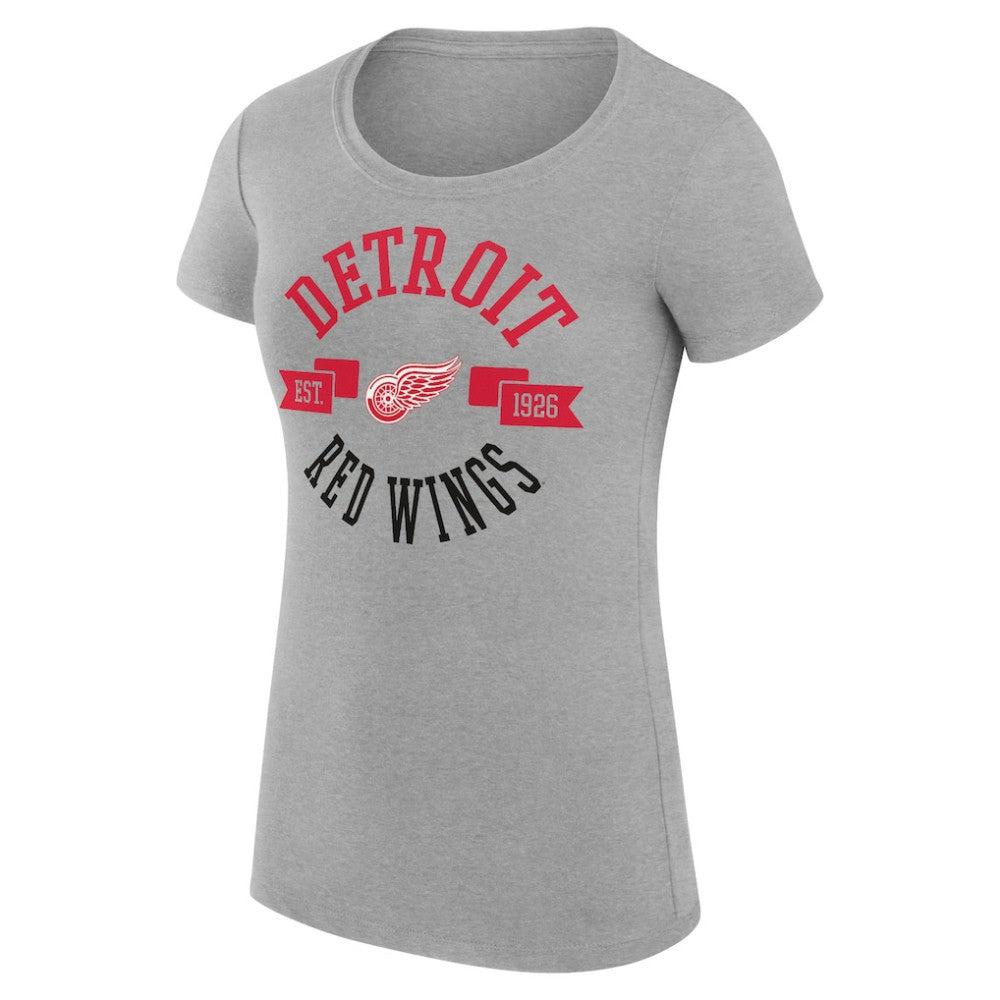 Detroit Red Wings - G-III 4Her by Carl Banks Women's Super-Slim Fit Lightweight City Graphic Sport Crewneck T-Shirt Heather Gray