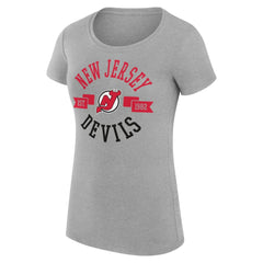 New Jersey Devils - G-III 4Her by Carl Banks Women's Super-Slim Fit Lightweight City Graphic Sport Crewneck T-Shirt Heather Gray