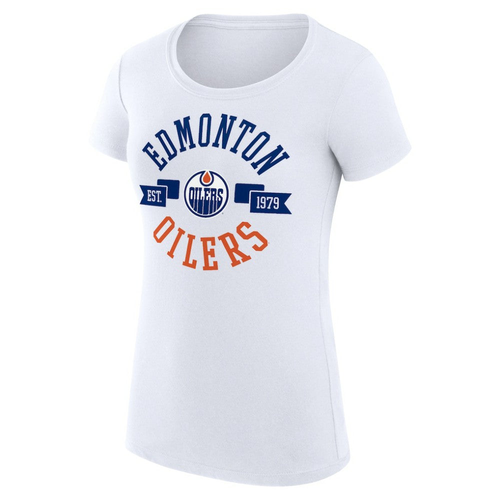 Edmonton Oilers - G-III 4Her by Carl Banks Women's Super-Slim Fit Lightweight City Graphic Sport Crewneck T-Shirt White