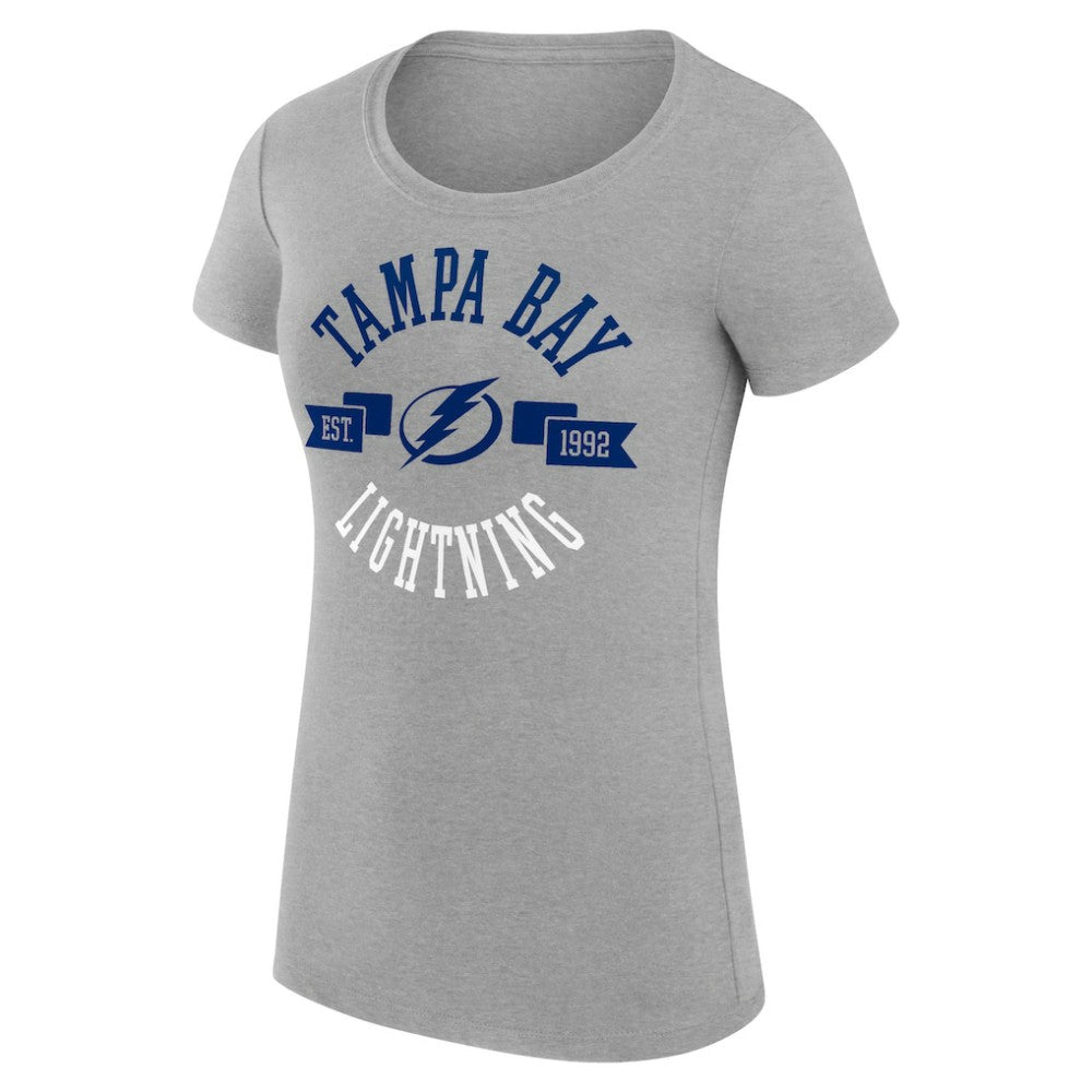 Tampa Bay Lightning - G-III 4Her by Carl Banks Women's Super-Slim Fit Lightweight City Graphic Sport Crewneck T-Shirt Heather Gray