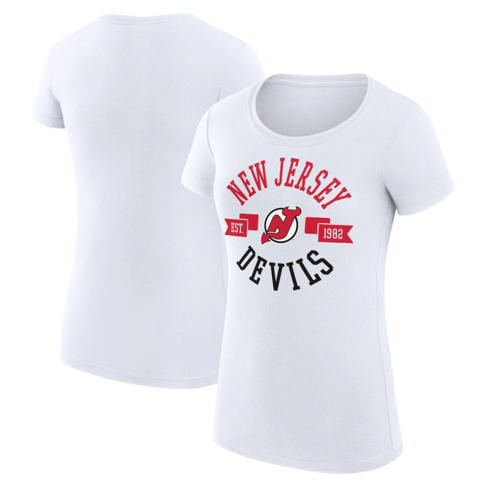 New Jersey Devils - G-III 4Her by Carl Banks Women's Super-Slim Fit Lightweight City Graphic Sport Crewneck T-Shirt White