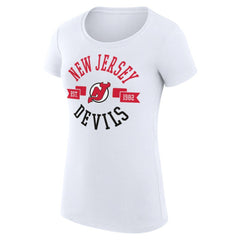 New Jersey Devils - G-III 4Her by Carl Banks Women's Super-Slim Fit Lightweight City Graphic Sport Crewneck T-Shirt White
