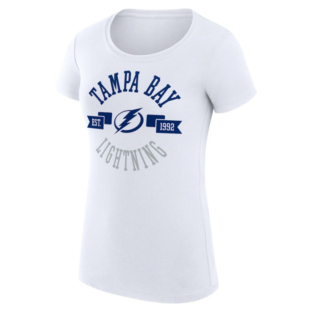 Tampa Bay Lightning - G-III 4Her by Carl Banks Women's Super-Slim Fit Lightweight City Graphic Sport Crewneck T-Shirt White