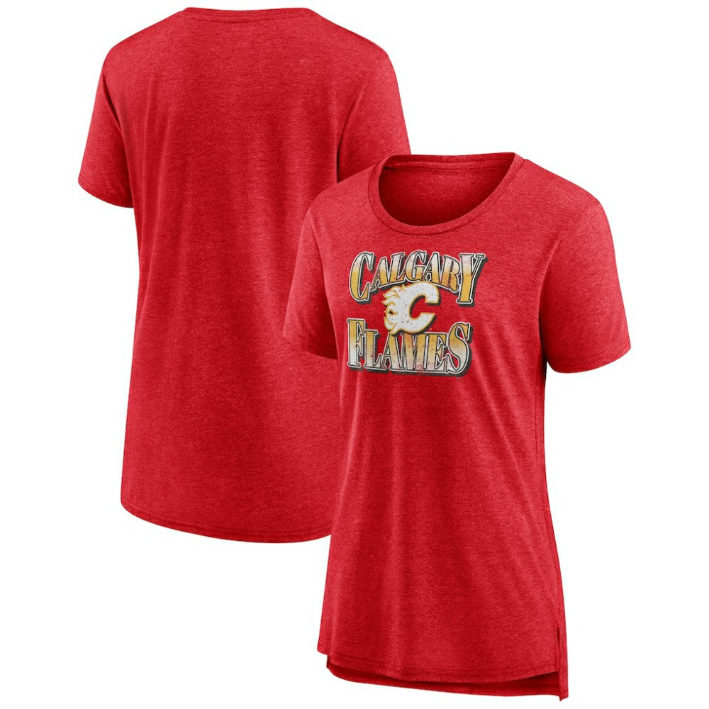 Calgary Flames - Women's Crash the Net Tri-Blend T-Shirt Red
