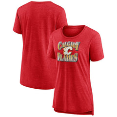 Calgary Flames - Women's Crash the Net Tri-Blend T-Shirt Red