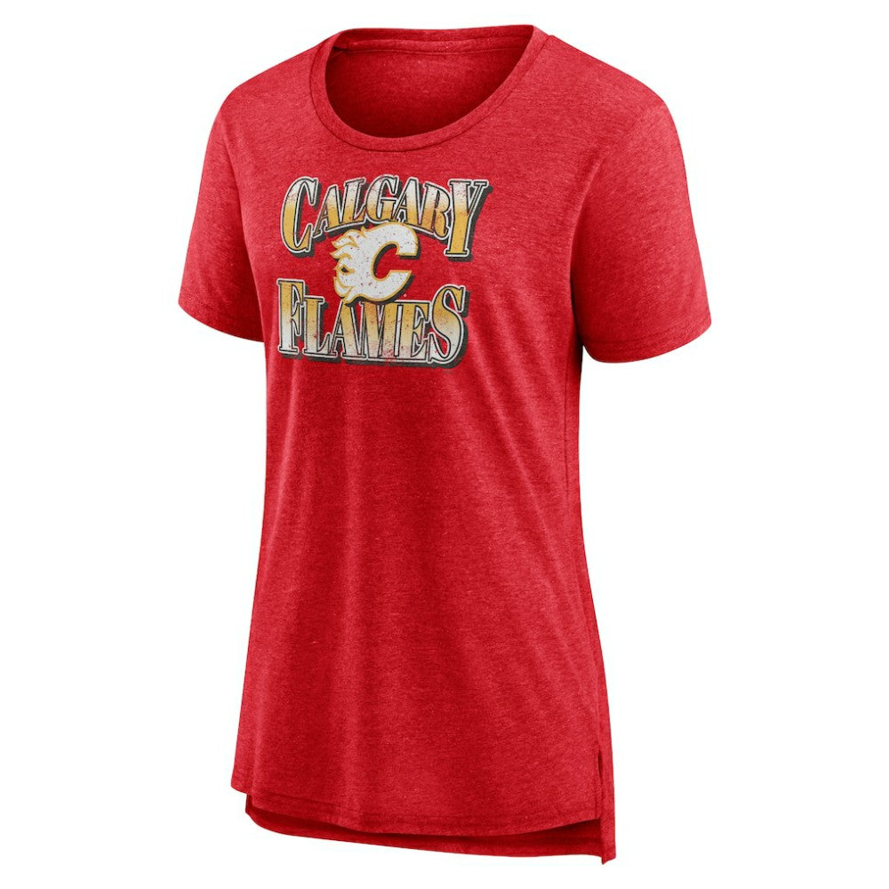 Calgary Flames - Women's Crash the Net Tri-Blend T-Shirt Red
