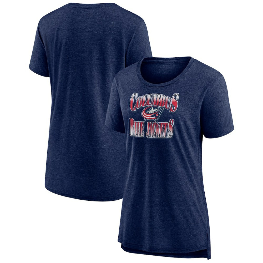Columbus Blue Jackets - Women's Crash the Net Tri-Blend T-Shirt Navy