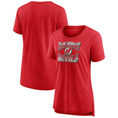New Jersey Devils - Women's Crash the Net Tri-Blend T-Shirt Red