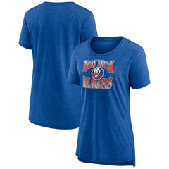 New York Islanders - Women's Crash the Net Tri-Blend T-Shirt Royal