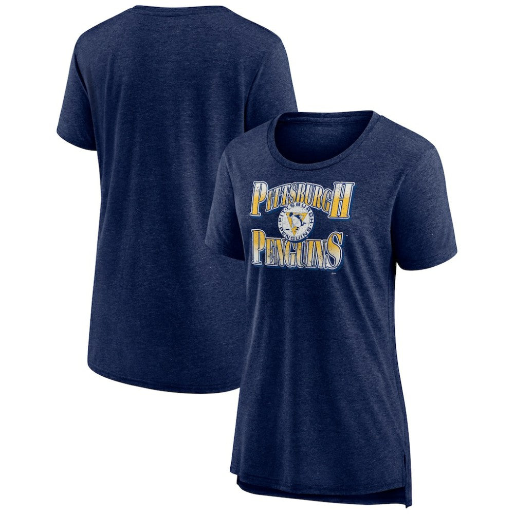 Pittsburgh Penguins Women's Crash the Net Tri-Blend T-Shirt Navy