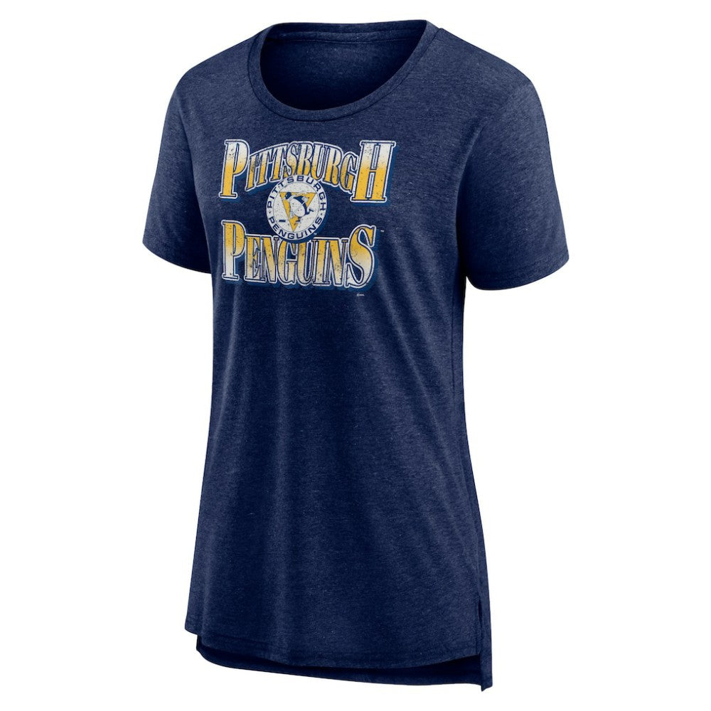 Pittsburgh Penguins Women's Crash the Net Tri-Blend T-Shirt Navy