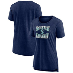 Seattle Kraken Women's Crash the Net Tri-Blend T-Shirt Deep Sea Blue