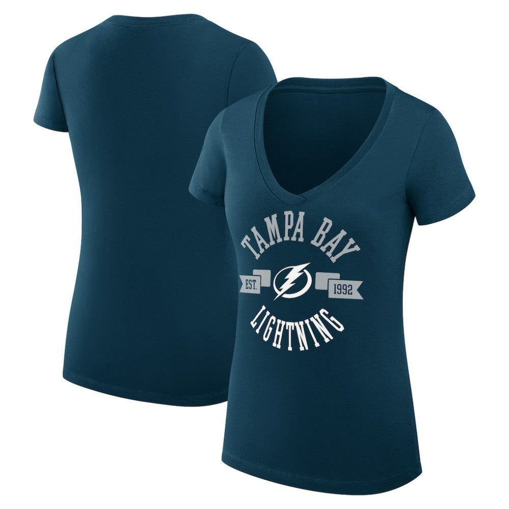 Tampa Bay Lightning - G-III 4Her by Carl Banks Women's Super-Slim Fit Lightweight City Graphic V-Neck T-Shirt Navy
