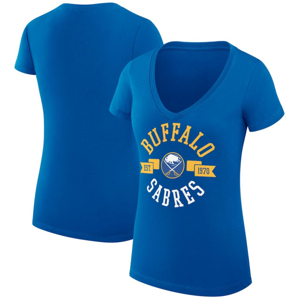 Buffalo Sabres - G-III 4Her by Carl Banks Women's Super-Slim Fit Lightweight City Graphic V-Neck T-Shirt Royal