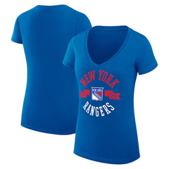New York Rangers G-III 4Her by Carl Banks Women's Super-Slim Fit Lightweight City Graphic V-Neck T-Shirt Royal