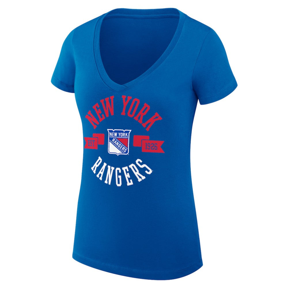 New York Rangers G-III 4Her by Carl Banks Women's Super-Slim Fit Lightweight City Graphic V-Neck T-Shirt Royal