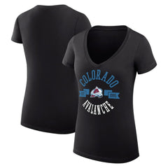 Colorado Avalanche - G-III 4Her by Carl Banks Women's Super-Slim Fit Lightweight City Graphic V-Neck T-Shirt Black