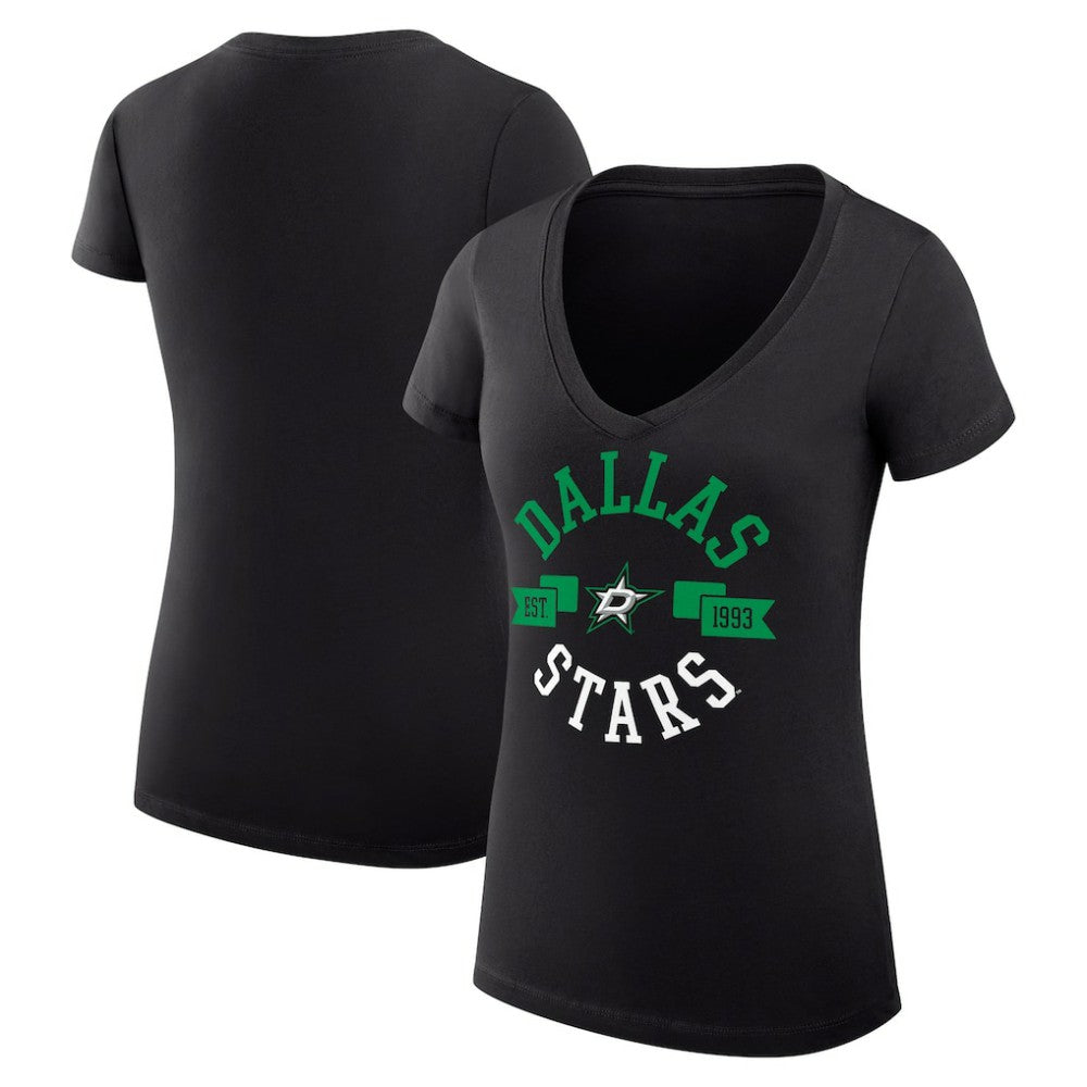Dallas Stars - G-III 4Her by Carl Banks Women's Super-Slim Fit Lightweight City Graphic V-Neck T-Shirt Black