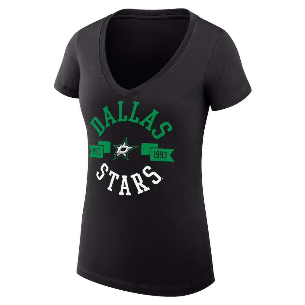 Dallas Stars - G-III 4Her by Carl Banks Women's Super-Slim Fit Lightweight City Graphic V-Neck T-Shirt Black