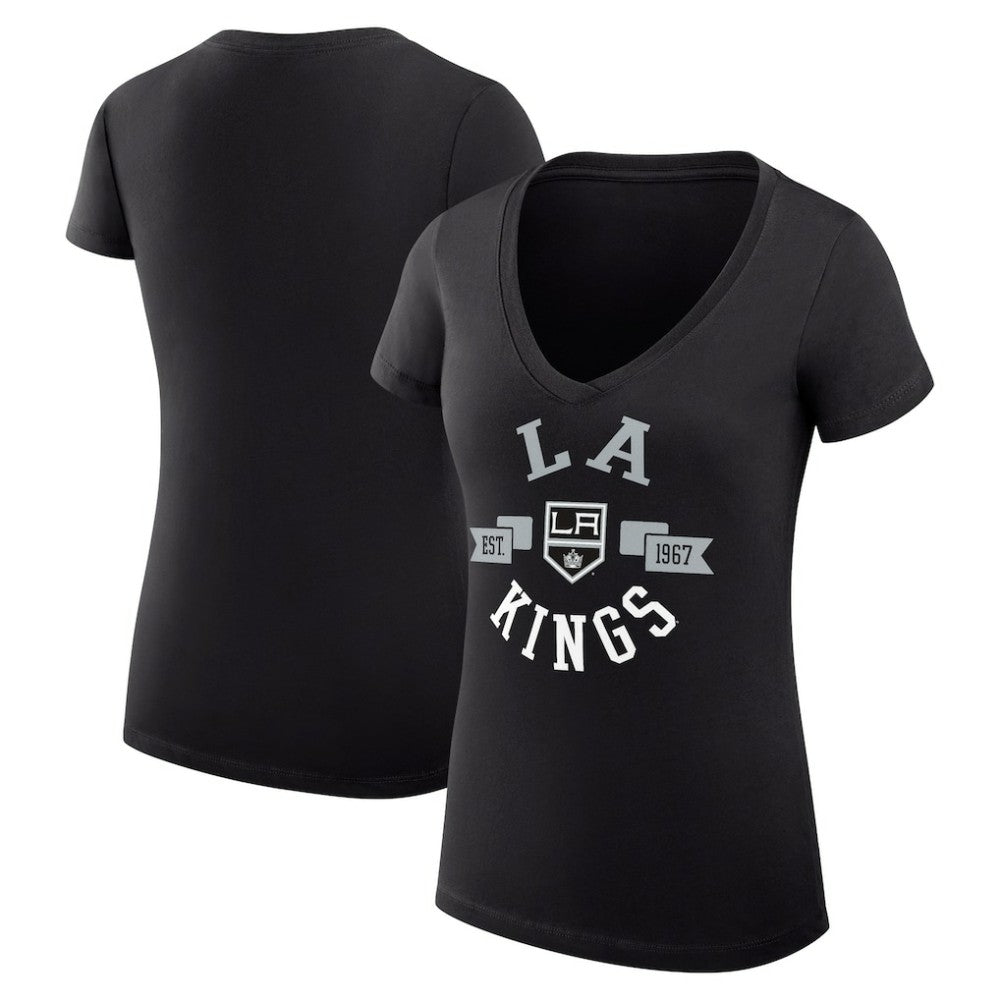 Los Angeles Kings - G-III 4Her by Carl Banks Women's Super-Slim Fit Lightweight City Graphic V-Neck T-Shirt Black