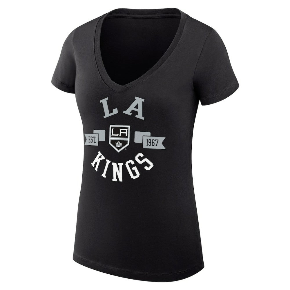 Los Angeles Kings - G-III 4Her by Carl Banks Women's Super-Slim Fit Lightweight City Graphic V-Neck T-Shirt Black