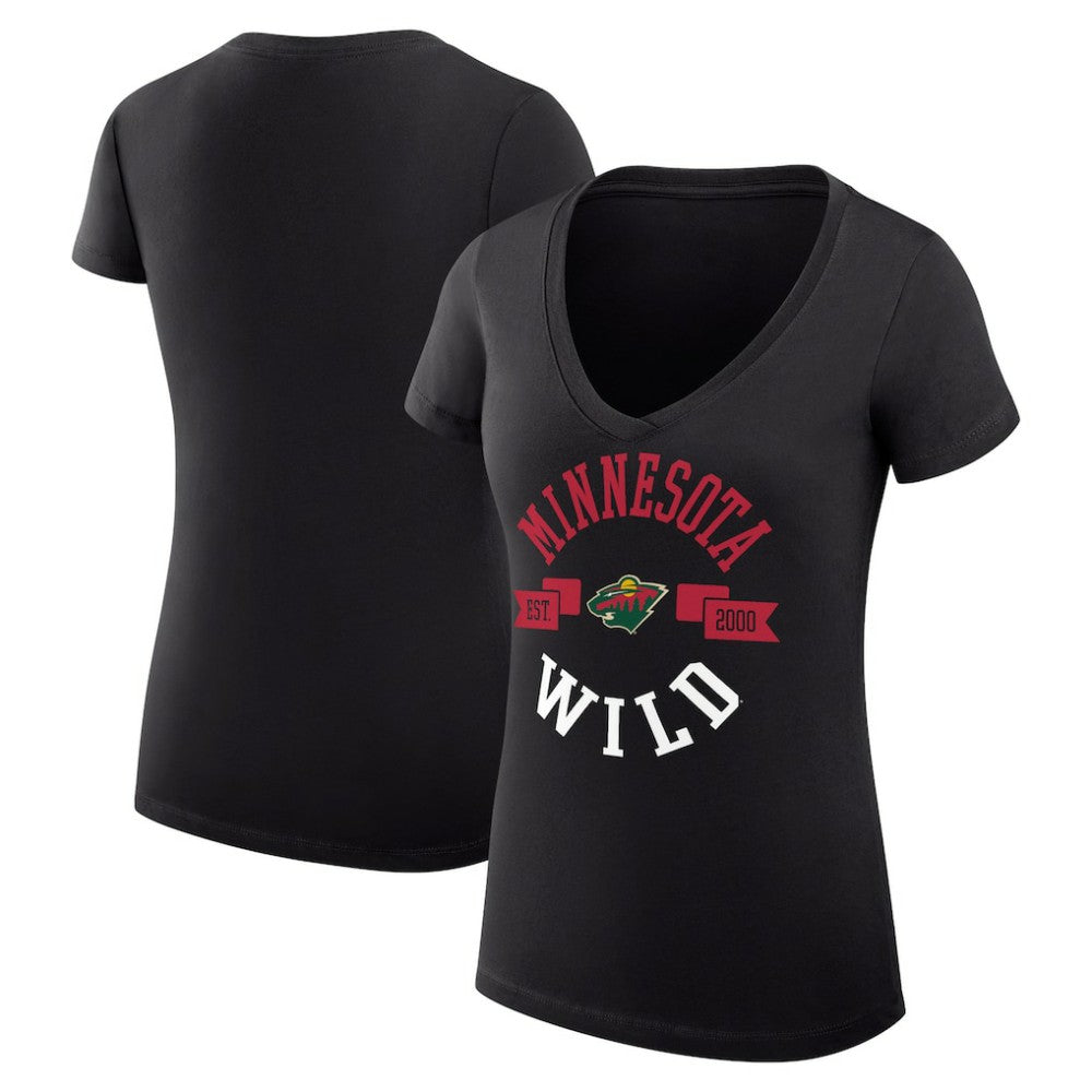 Minnesota Wild - G-III 4Her by Carl Banks Women's Super-Slim Fit Lightweight City Graphic V-Neck T-Shirt Black