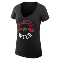 Minnesota Wild - G-III 4Her by Carl Banks Women's Super-Slim Fit Lightweight City Graphic V-Neck T-Shirt Black