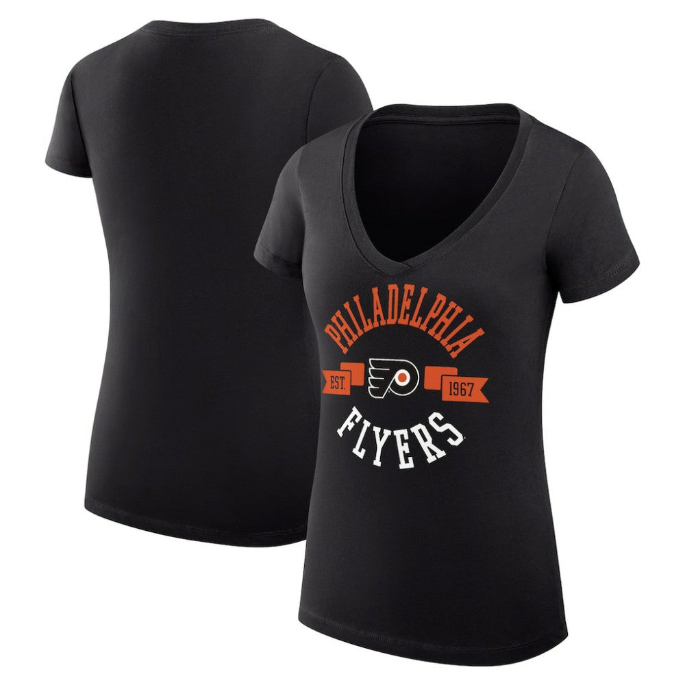 Philadelphia Flyers - G-III 4Her by Carl Banks Women's Super-Slim Fit Lightweight City Graphic V-Neck T-Shirt Black