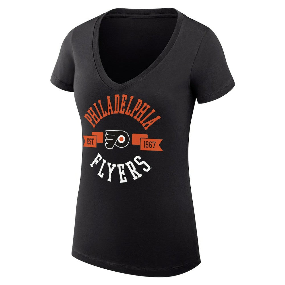 Philadelphia Flyers - G-III 4Her by Carl Banks Women's Super-Slim Fit Lightweight City Graphic V-Neck T-Shirt Black
